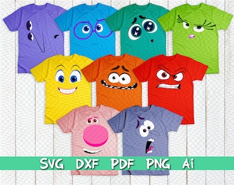 9 faces of emotions in vector, pdf, png, svg, for cutting, printing, sublimation or whatever you can. halloween