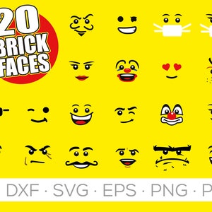 20 cabeças de tijolo digitais SVG, dxf, png, Ai, eps, PDF para Cricut e Silhouette
