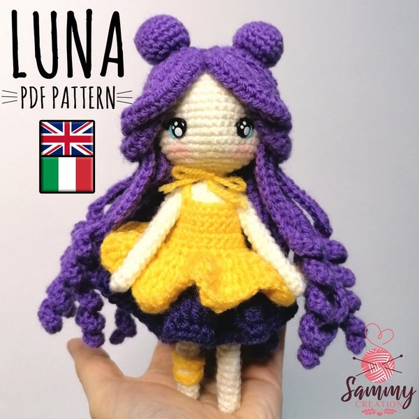 Luna Umana Human of Sailor Moon princess crochet pattern PDF (amigurumi doll tutorial photo dolls)