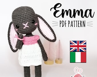 Emma the rabbit bunny crochet pattern PDF (amigurumi doll tutorial photo dolls)