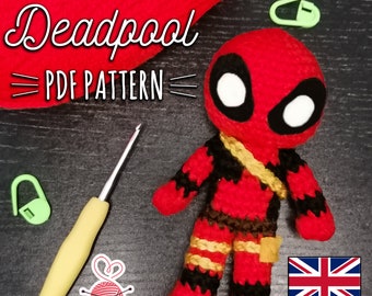 Deadpool crochet pattern PDF (amigurumi doll tutorial photo dolls)