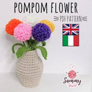 Flower pot Pompom Flower crochet pattern PDF (amigurumi doll tutorial photo dolls)