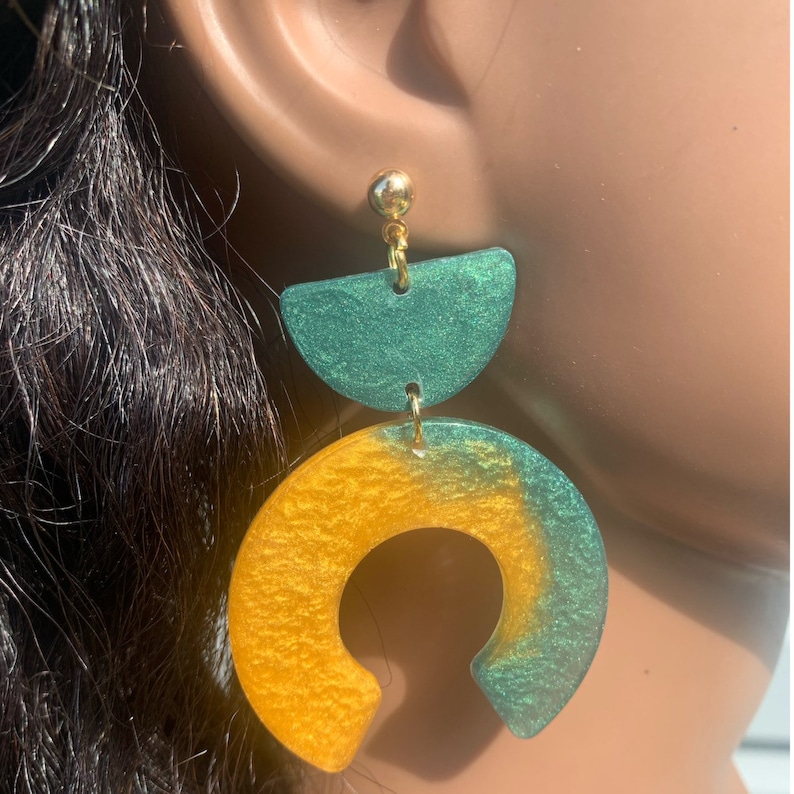 Modern Geometric Handmade Resin Earrings
