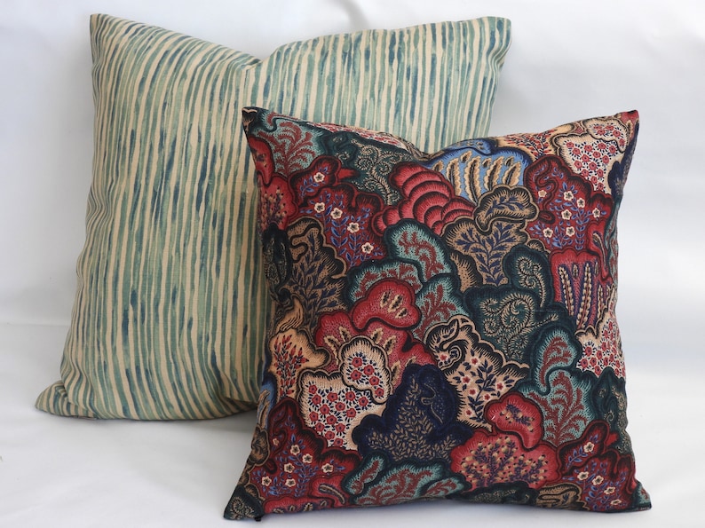 Deep Jewel Tone Pillow Covers Multi Color Floral Print Etsy