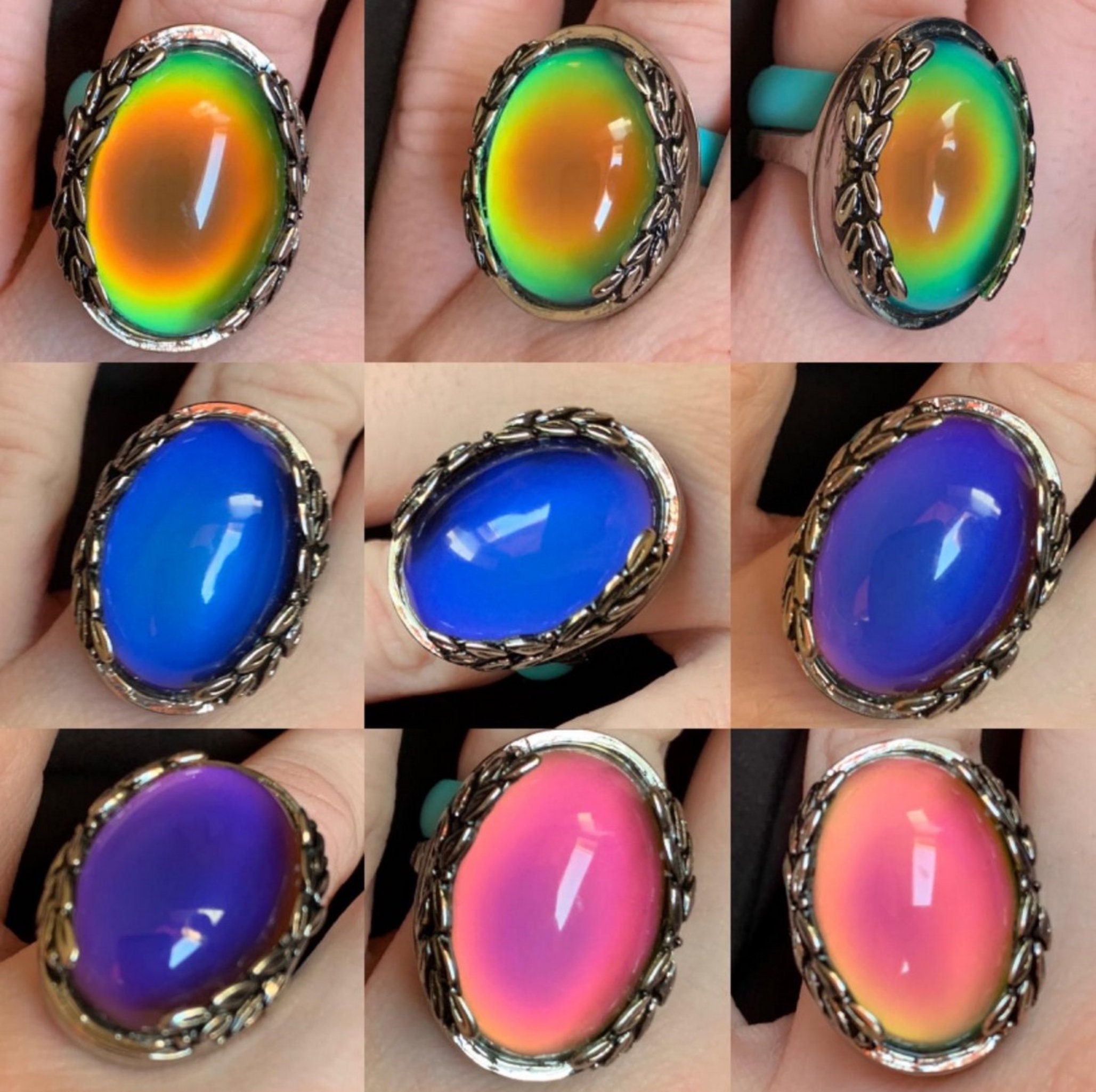 MOOD Ring Sterling Silver OVAL for womenMood Rings With Color Etsy