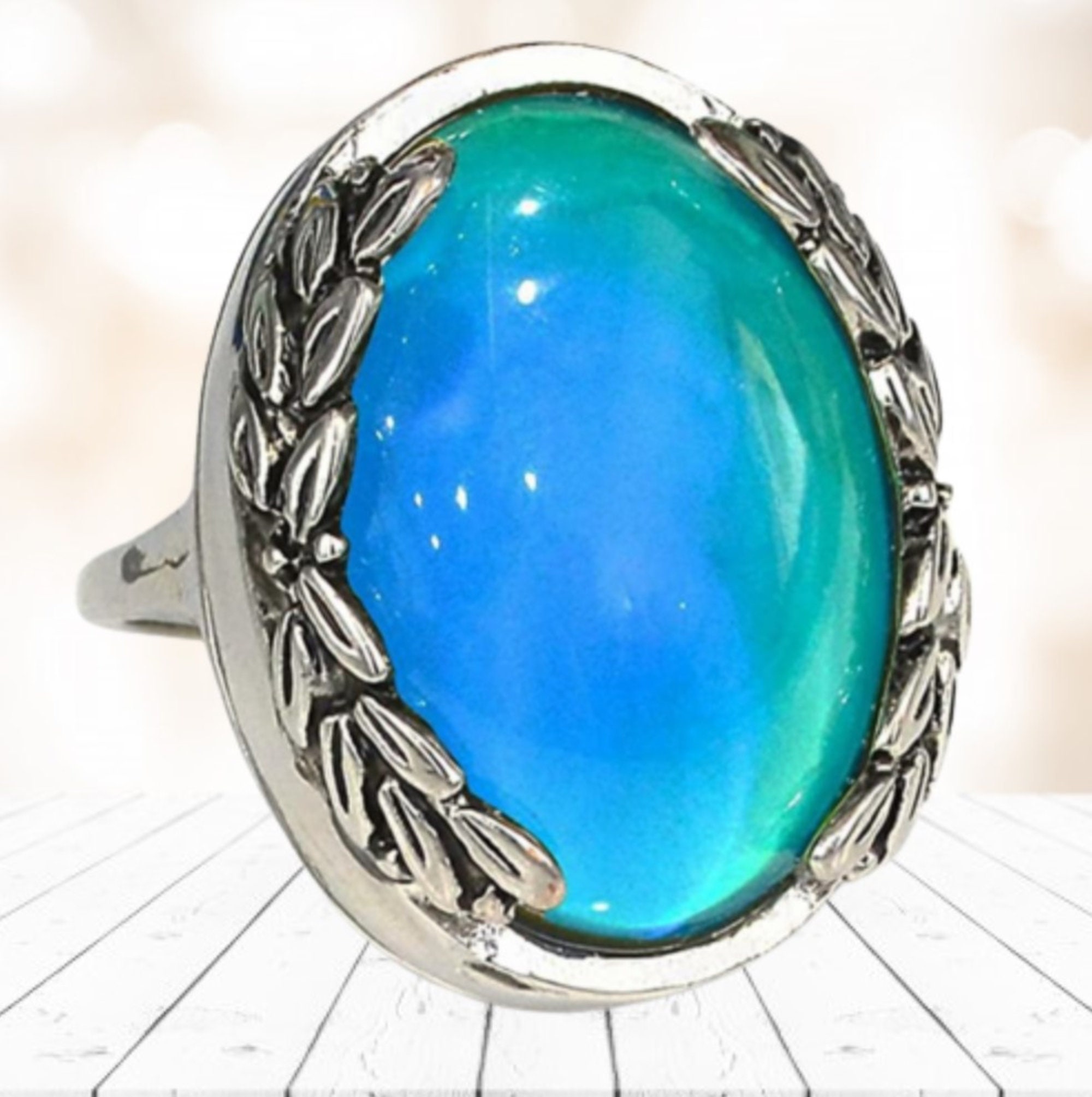 MOOD Ring Sterling Silver OVAL for womenMood Rings With Color Etsy