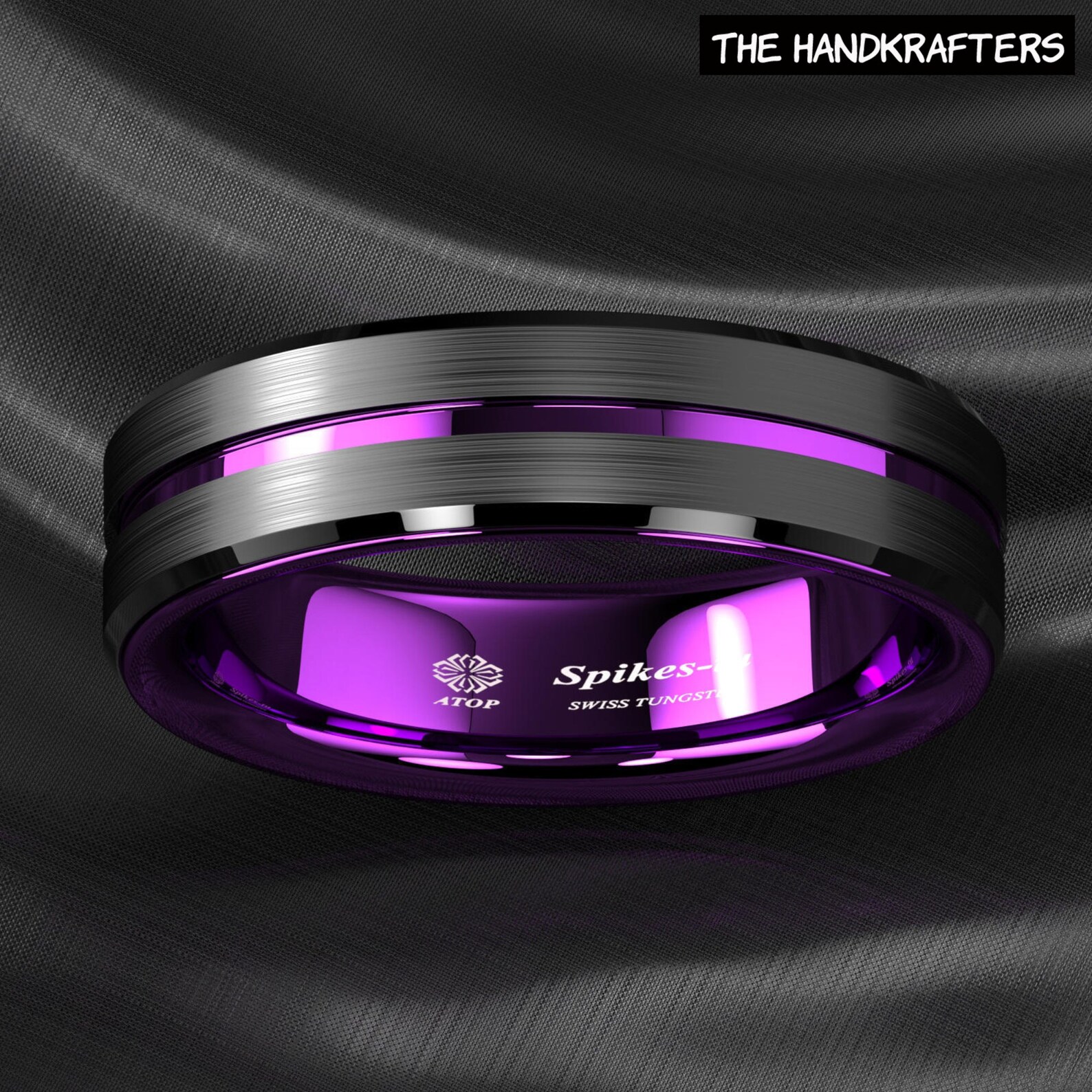 Black Tungsten Ring With Purple Aluminium Wedding Band Set Etsy