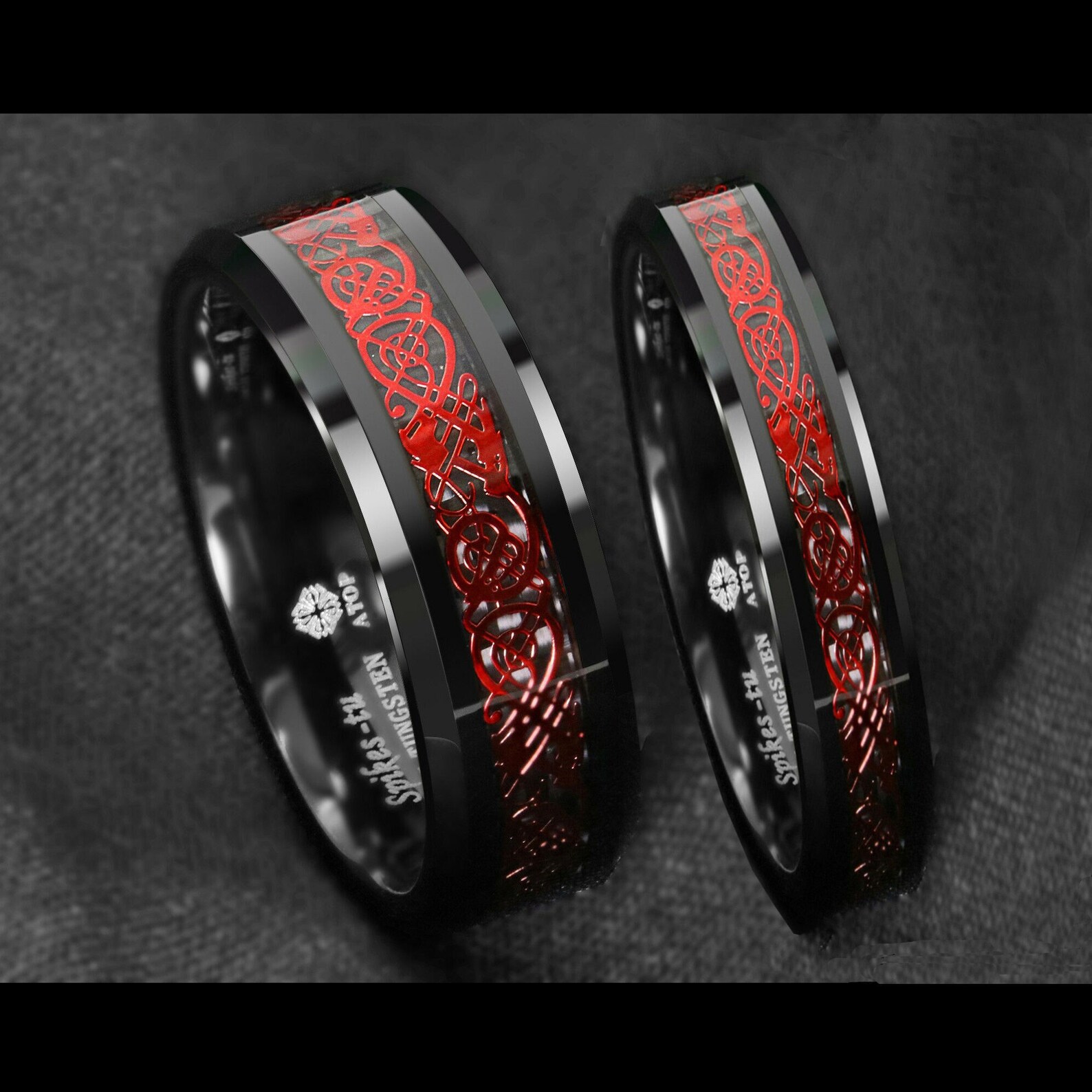 Dragon Celtic Carbon Fiber Tungsten Wedding Couple Rings 6/8 Etsy UK