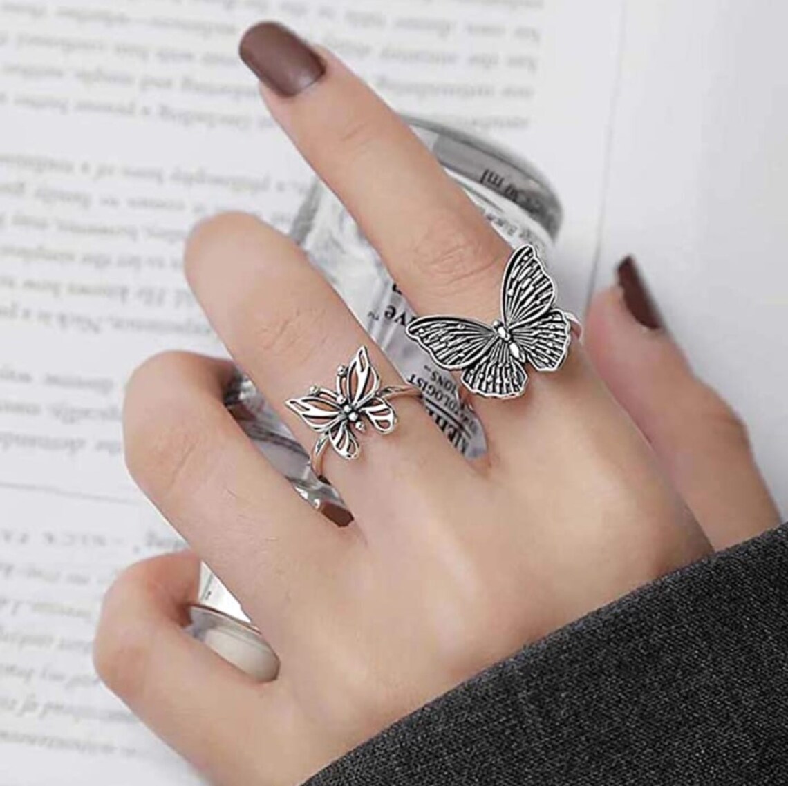Butterfly Ring Set Matching Butterfly Rings Set Unusual Etsy