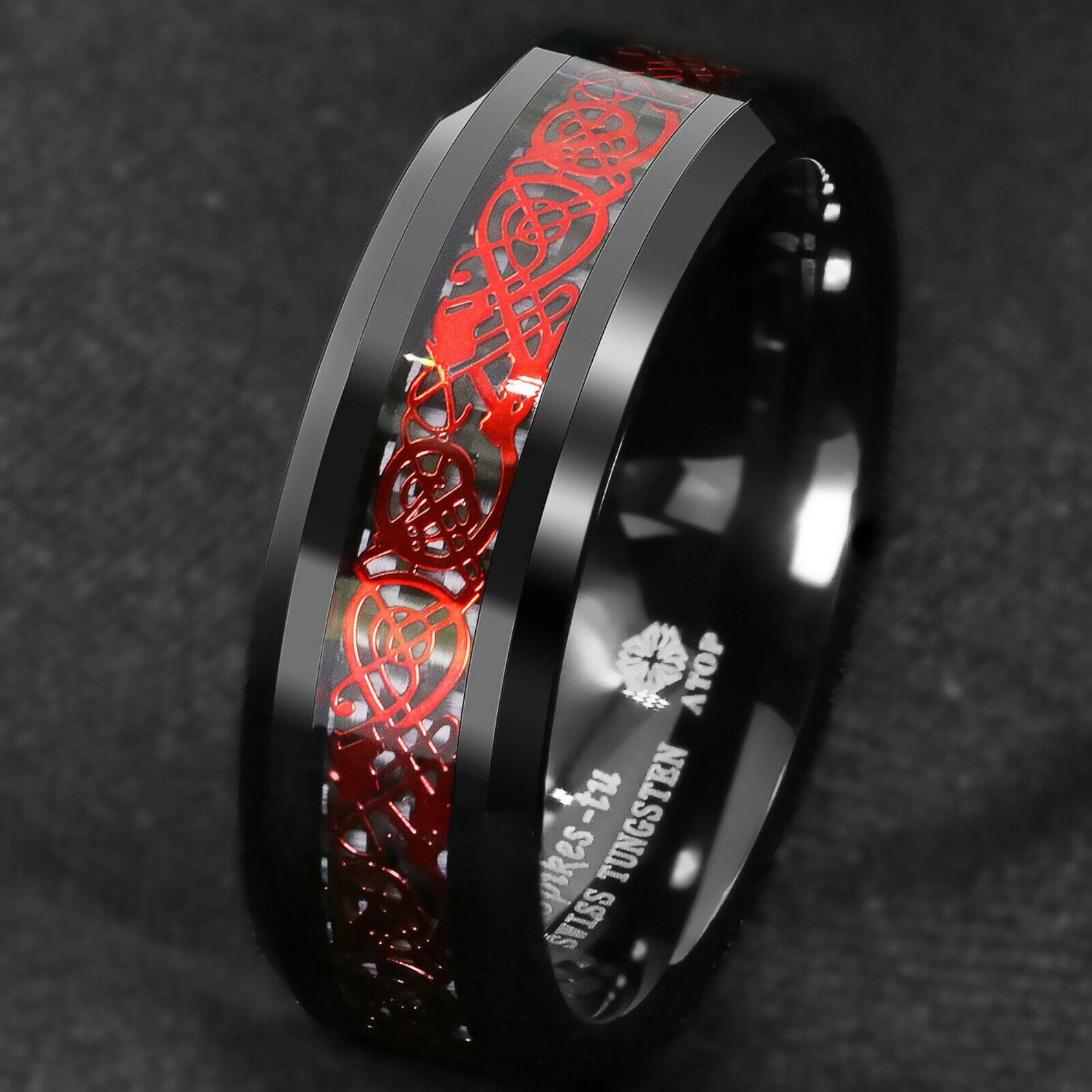 Dragon Celtic Carbon Fiber Tungsten Wedding Couple Rings 6/8 Etsy UK