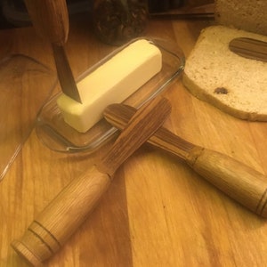 Handcrafted Wood WOOD BUTTER KNIFE set of 3 / White Oak & Zebra Wood / Sustainably Sourced Wood (set of 3)