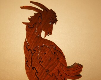GOAT Wood Puzzle / Unique Handcrafted Wooden Jigsaw Animal Puzzle / Free Standing (or with Keeper)/ Sustainably Sourced Wood 40