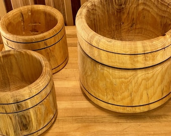 Handcrafted Unique Stylish Colorado Beetle Kill Ponderosa Pine Wood FIVE (5) BOWL SALAD set for salads or serving / Sustainably Sourced 492