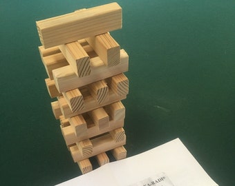 Handcrafted Wood STACKING TILE Game / TOY / with natural wood box - Sustainably Sourced Wood