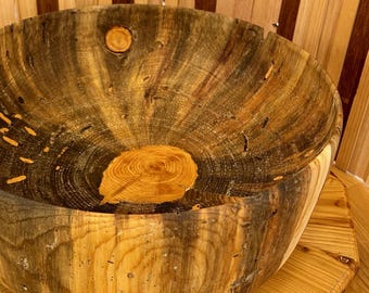 Handgeschnitzte Holzschale, Dekoration aus Colorado-Ponderosa-Kiefer, Ablageschale mit natürlicher Maserung, rustikales Tischmittelstück 494