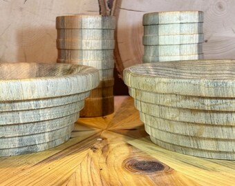 Handcrafted WOOD Stylish DEVO BOWL & glass set for displays, serving / Sustainably Sourced Wood / Colorado Beetle Kill Ponderosa Pine 406