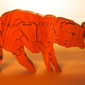 PIG, HOG Wood PUZZLE / Unique Handcrafted Wooden Jigsaw Puzzle / Free Standing or with Keeper / Sustainably Sourced Wood