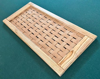 Handcrafted Unique Woven Pine SERVING TRAY / serving dish / pastry plate / wood tray / stylish / Sustainably Sourced Wood 390