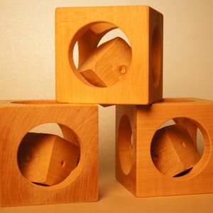 Handcrafted Wood Square in a Square RATTLE / TOY / ORNAMENT - Sustainably Sourced Wood