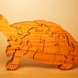 TURTLE Wood PUZZLE / Unique Handcrafted Woden Jigsaw Puzzle / Free Standing or with Keeper / Sustainably Sourced Wood