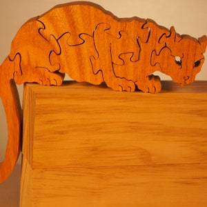Cat, MOUNTAIN LION, COUGAR Wood Puzzle / Unique Handcrafted Wooden Jigsaw Puzzle / Free Standing / Sustainably Sourced Wood