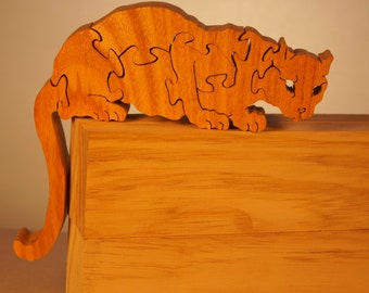 Cat, MOUNTAIN LION, COUGAR Wood Puzzle / Unique Handcrafted Wooden Jigsaw Puzzle / Free Standing / Sustainably Sourced Wood 55 56