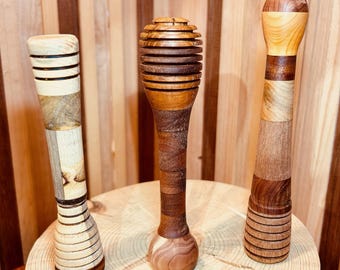 Mestolo per il miele in legno misto fatto a mano / Legno proveniente da fonti sostenibili / Arte del miele / Bellissimo 444