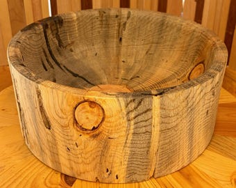 Hand Turned Colorado Beetle Kill Ponderosa Pine Large Straight Edged Bowl | One-of-a-Kind CO Wood Bowl | Rustic Centerpiece | Artisan | 552