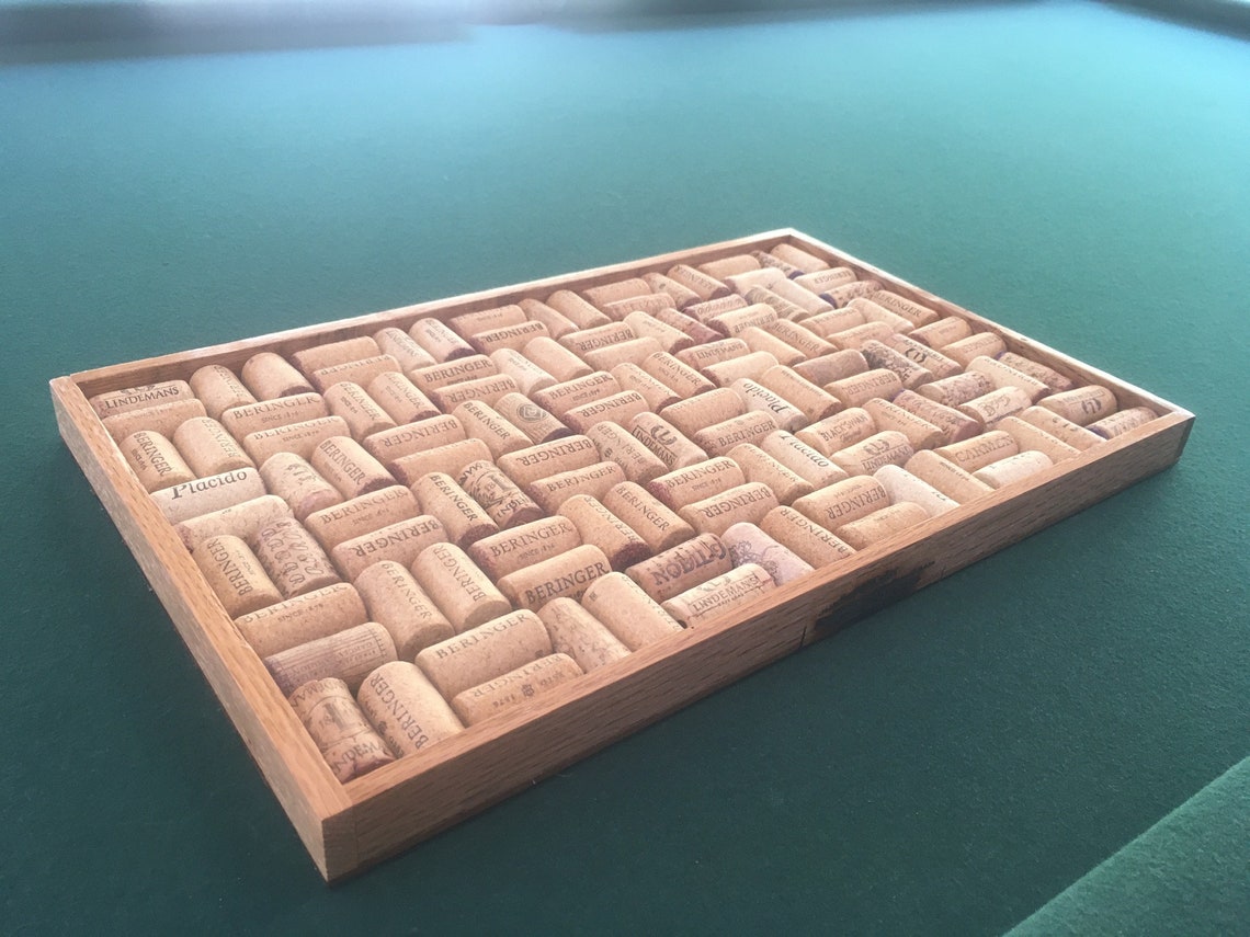 Einzigartige handgefertigte Kork Board / Tablett mit Holz | Etsy
