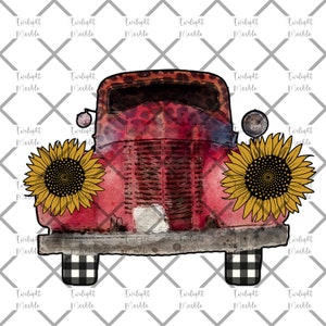 Red Truck Sunflowers Leopard Buffalo Plaid PNG SvG INSTANT DOWNLOAD Cut File Silhouette Cricut Sublimation