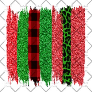 Weihnachtspinselstriche, Leopard, Buffalo Plaid, PNG, Sublimationsdesign, digitaler Download, Sublimation, roter und grüner Pinselstrich