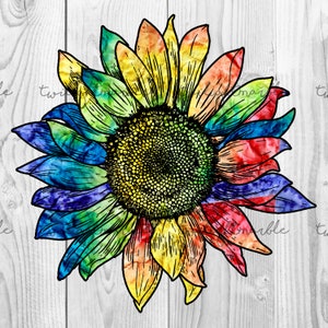 LGBT PNG Sunflower Sublimation, Pride month, LGBT Sublimation design digital download , Rainbow Sunflower