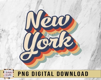 Retro New York State Sublimation Design Download | PNG | Digital Download
