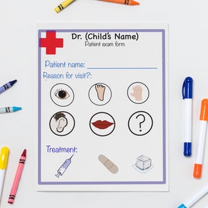 Pretend play doctor forms for kids Activity Nurse pretend | Etsy