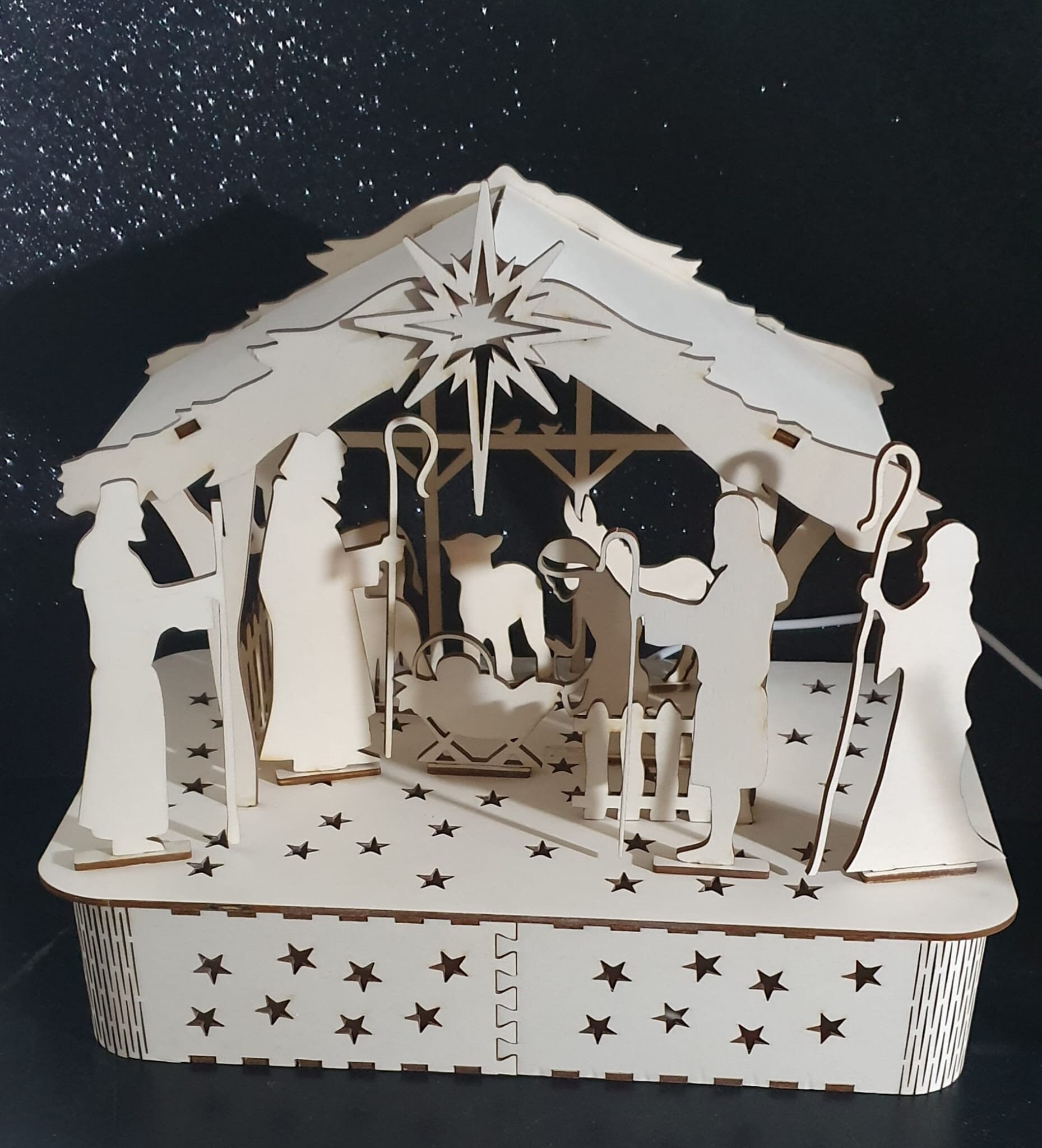 Bright laser cut nativity scene Etsy