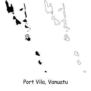Port Vila Vanuatu Karte Hauptstadt Landort Pin Schwarz Weiß Silhouette Umriss Geografie Region Bereich Platzkarten jpg svg png ai eps