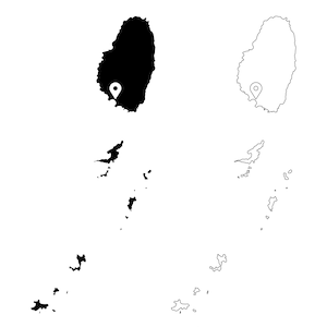 Kingstown Saint Vincent und die Grenadinen Karte Hauptstadt Landkarte Pin Schwarz Weiß Silhouette Umriss Geografie jpg svg png ai eps