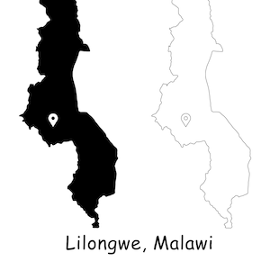 Lilongwe Botswana Karte Hauptstadt Landort Pin Schwarz Weiß Silhouette Umriss Geografie Region Region Botswanaan Maps jpg svg png ai eps