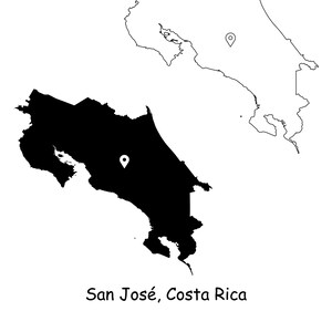 San Jose Costa Rica Karte Hauptstadt Country Location Pin Schwarz Weiß Silhouette Umriss Geografie Region Region José Maps jpg svg png ai eps