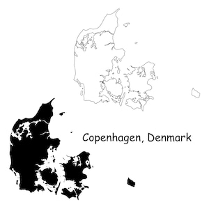 Kopenhagen Dänemark Karte Hauptstadt Landort Pin Schwarz Weiß Silhouette Umriss Geografie Region Bereich Danish Maps jpg svg png ai eps