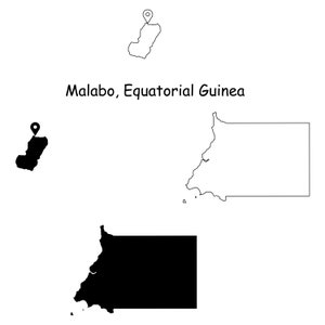 Malabo Äquatorial Guinea Karte Hauptstadt Landkarte Pin Schwarz Weiß Silhouette Umriss Geografie Region Landkarten jpg svg png ai eps
