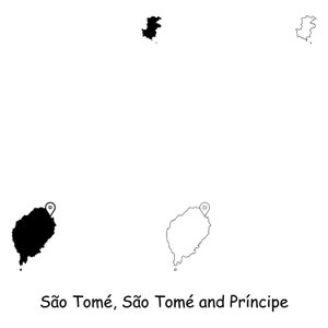 Sao Tome, São Tome und Principe Karte Hauptstadt Landort Pin Schwarz Weiß Silhouette Umriss Region Karte jpg svg png ai eps