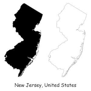 New Jersey Map SVG - NJ USA Usa Usa us, Schwarz Weiß Silhouette Clipart Vektor Grafik Icon Banner - svg eps png jpg