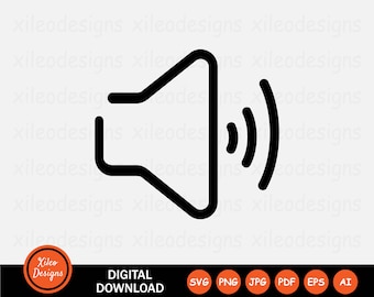 Volume Line Icon SVG - Sound Media Audio Radio Loudspeaker Speaker App Symbol Sign Clipart Cricut Vector Digital Download png jpg pdf eps ai