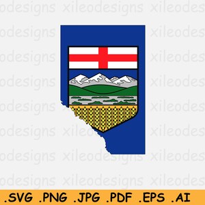 Alberta Canada Map Flag SVG, Alberta Canadian Province Flag Map, AB CA Map Flag Instant Download Digital Icon Clipart svg eps ai png jpg pdf