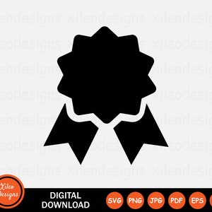 Award Badge Icon SVG Ribbon Medal Winner Win Success Sign Symbol Graphic Vector Clipart Cricut Digital Download Vector png jpg eps pdf ai
