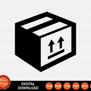 Pudełko wysyłkowe z ikoną strzałek w górę SVG Pakiet Wysyłka Grafika Wektor Clipart Znak Symbol Cricut Cyfrowe pobieranie Wektor png jpg eps pdf ai