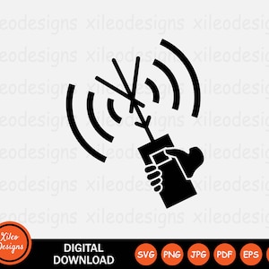Handheld Satellite Radio Communication Walkie Talkie Signal Sign Icon Graphic Clipart Vector Cricut Digital Download svg png jpg eps pdf ai