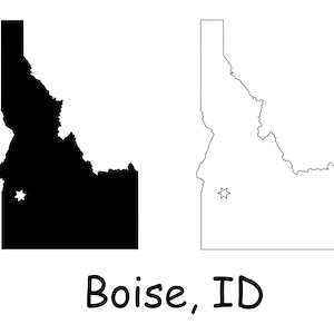Boise Idaho ID Capitale Emplacement sur une carte d’État Contour Silhouette Digital Pintable Icon Clip Art Vector jpg svg png pdf eps ai