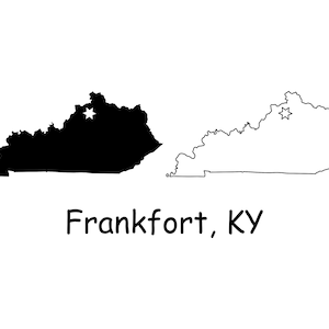 Frankfort Kentucky KY Capital City Position auf einer State Map USA Digital Download Druckbare Silhouette Outline Vector jpg svg png pdf eps ai